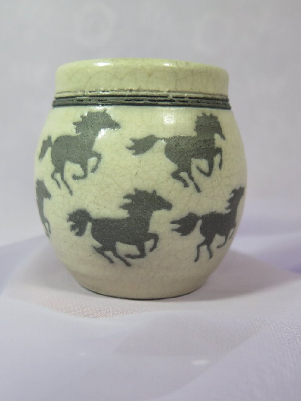 Horse Lovers! Ben Diller Raku Running Horse Small Vase